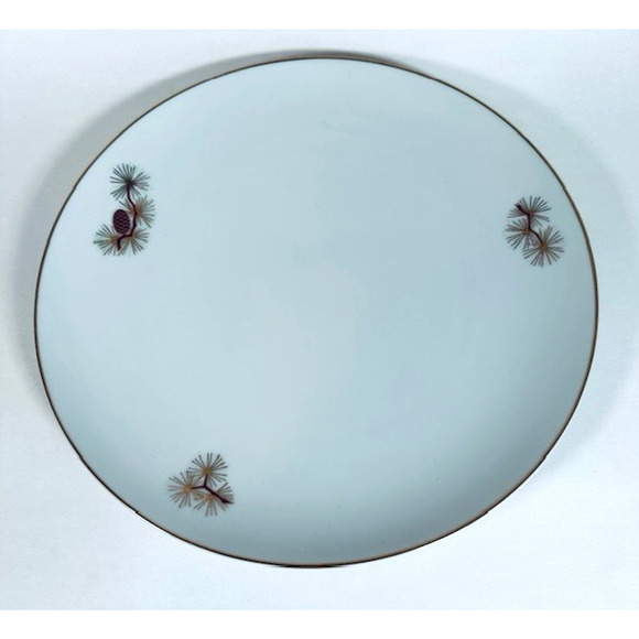 Fukagawa Arita Pine Cone (1) Dinner Plate Green/Gold Needles Brown/Gold Branches - Picture 1 of 9